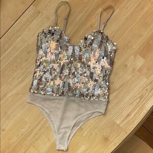Sequin Bodysuit with Straps